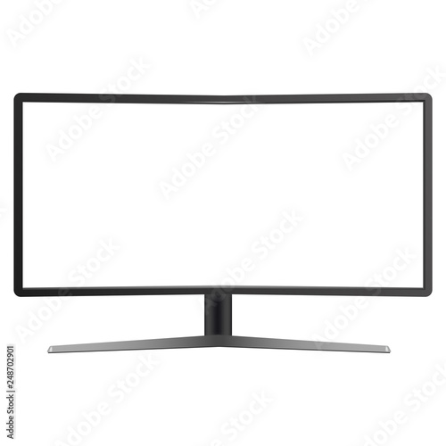 Realistic curved TV monitor mockup isolated. Vector