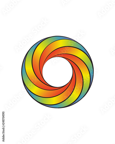 Cartoon rainbow circle swirl logo design element