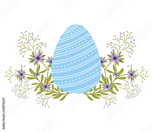 easter egg flowers and leafs isolated icon