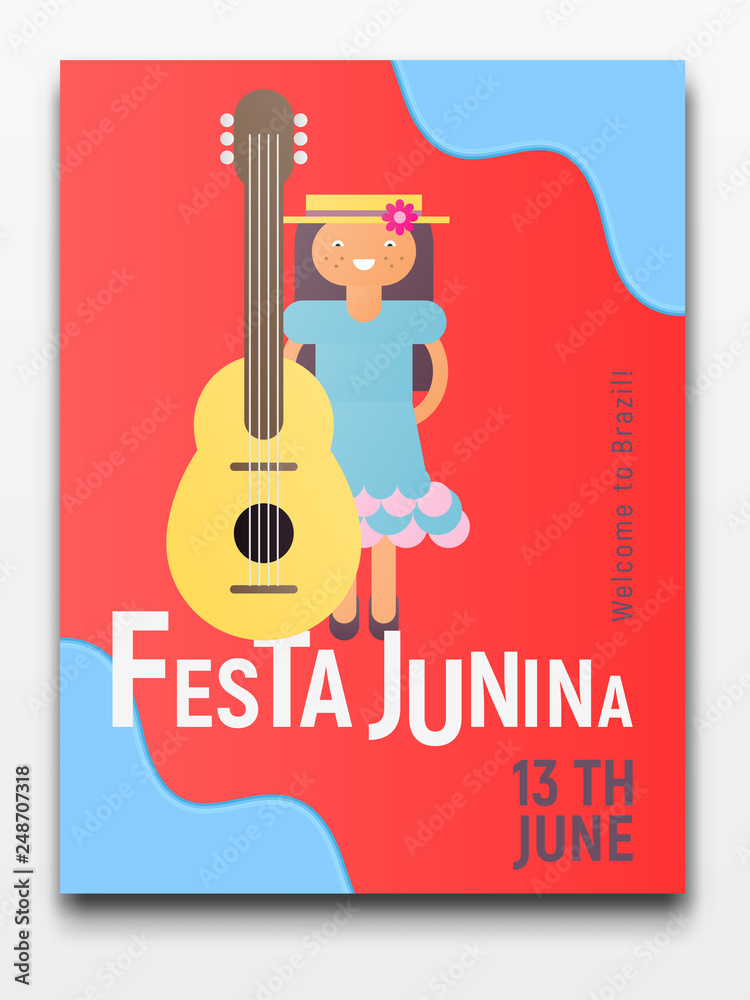 Naklejka premium Festa Junina Retro Poster