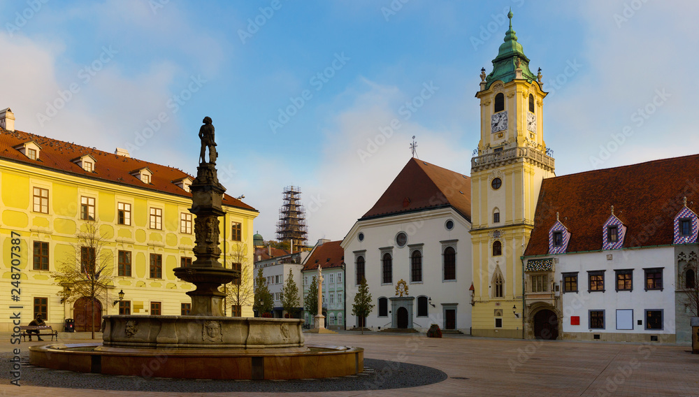 Main Square building in old historic city  Bratislava