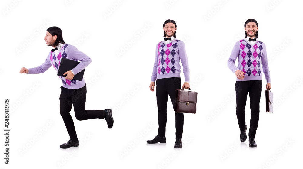 Employee with briefcase isolated on white Employee with briefcase isolated on white