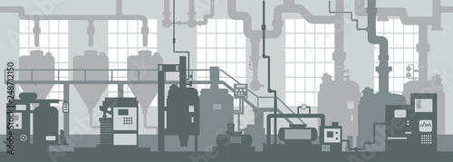 Industrial zone. Factory manufacturing industrial line plant scene interior background