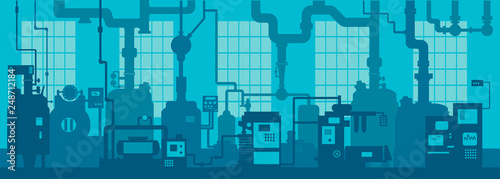 Industrial zone. Factory manufacturing industrial line plant scene interior background