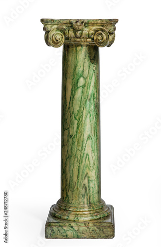 Green marbled column for bust or vase