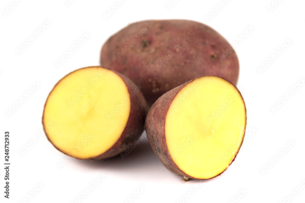 red sweet large potato close up isolated on white background