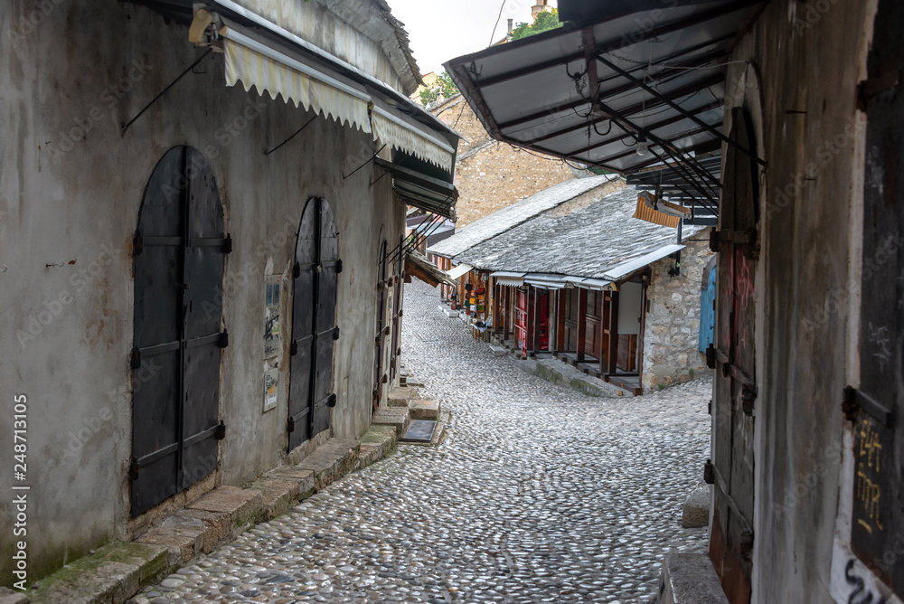 Cobblestone Street in Mostar, Bosnia