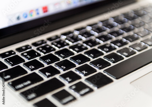 Close-up Laptop Keyboard focus Some keyboard characters