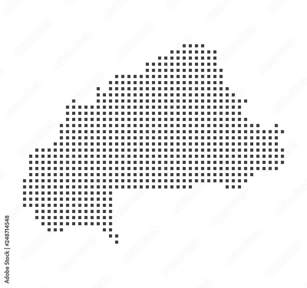 Burkina Faso pixel map. Vector illustration.