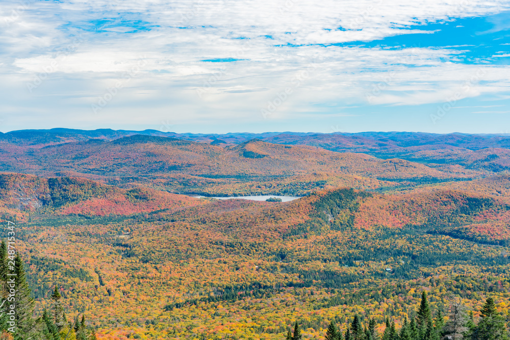 Naklejka premium Aerial view of Mont-Tremblant National Park in fall color