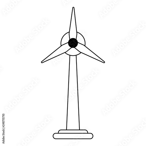 wind turbines symbol isolated black and white