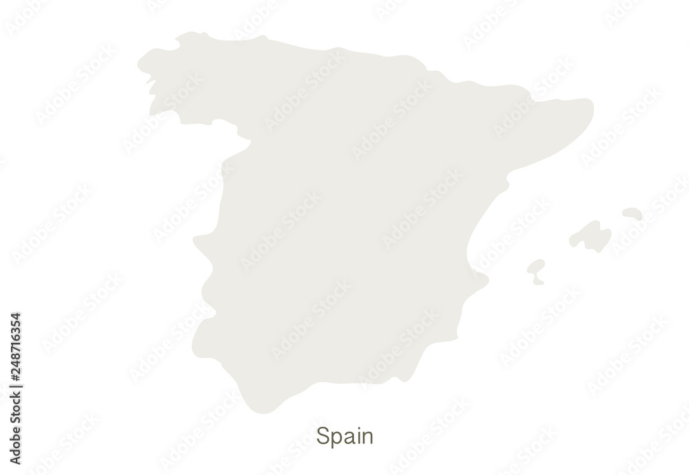 Mockup of Spain map on a white background. Vector illustration template