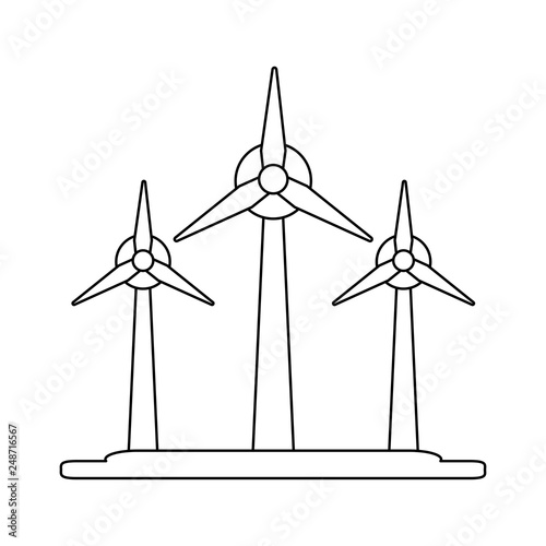wind turbines eolic energy symbol black and white