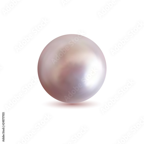 Vector Illustration. Shiny natural pink pearl with light effects