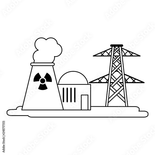 Nuclear industrial plant black and white