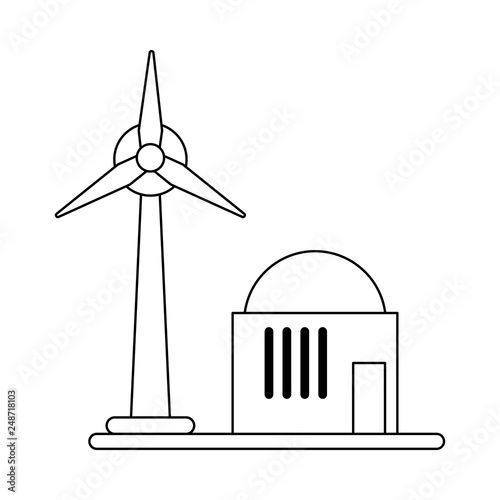 Wind turbine eolic energy symbol black and white
