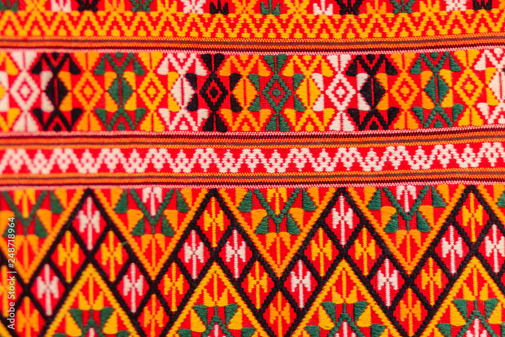 Colorful of native thai style silk and textiles pattern. Beautiful ...