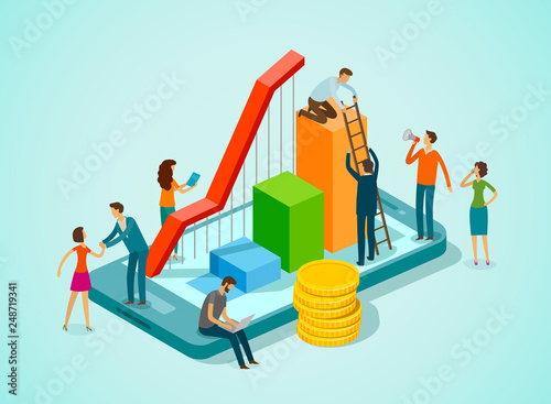 Business concept. Teamwork, finance infographics. Vector illustration