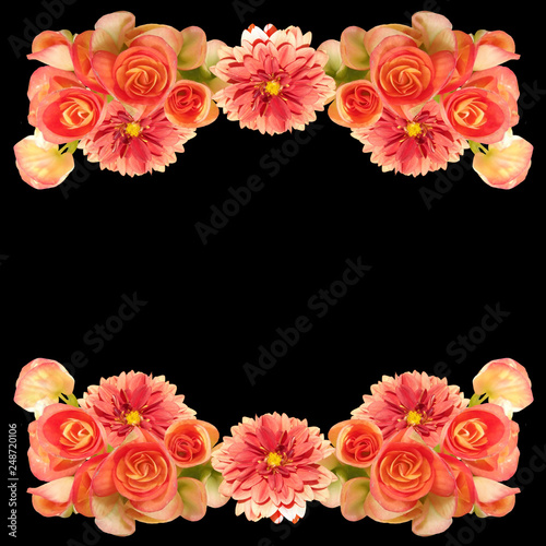 Beautiful floral background of dahlias and begonias 