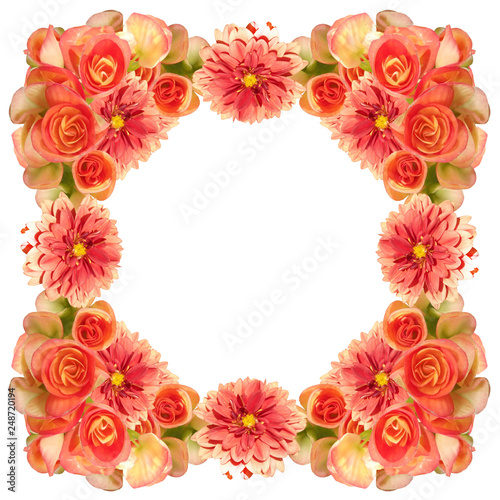 Beautiful floral background of dahlias and begonias 
