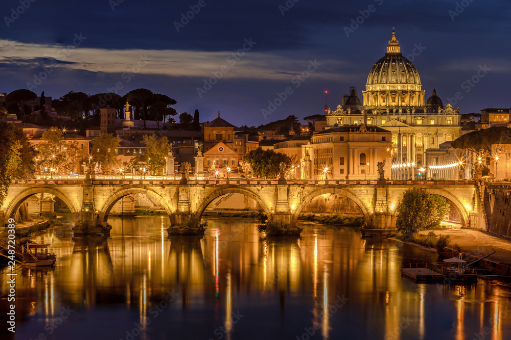 Saint Peter and the angels bridge at night