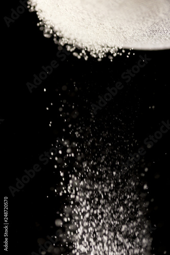 flour on black background