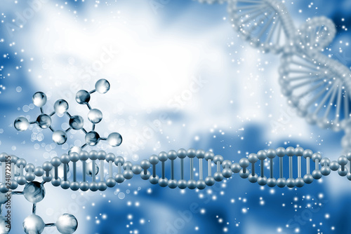 abstract image of dna chain on blurred background