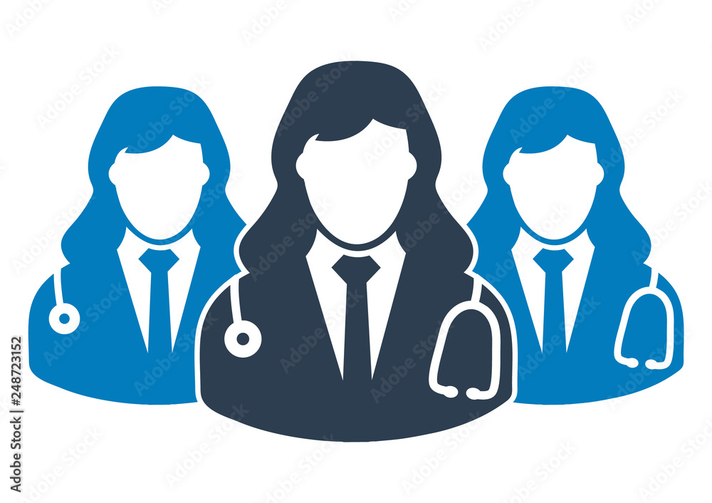 Medical Team Icon with female doctor symbols. Medical Team Icon with female doctor symbols.