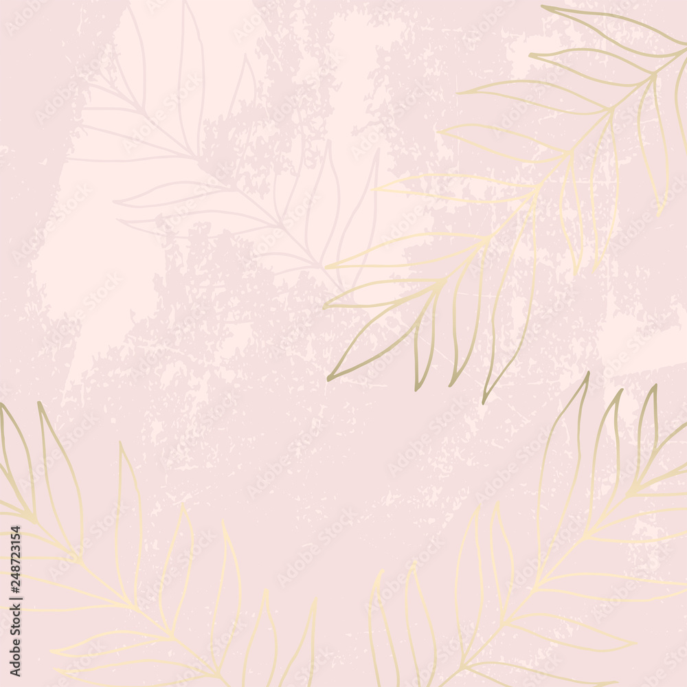 Tropical Worn Floral pastel rose gold marble pattern for wallpaper, textile, flooring, interior design, wedding invitation, fashion banners. Chic background for your design made in vector