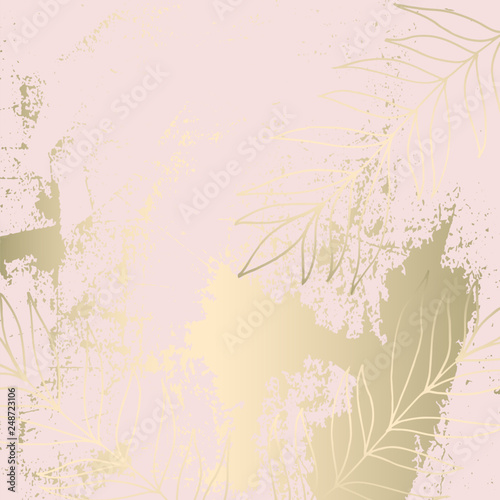 Tropical Worn Floral pastel rose gold marble pattern for wallpaper, textile, flooring, interior design, wedding invitation, fashion banners. Chic background for your design made in vector