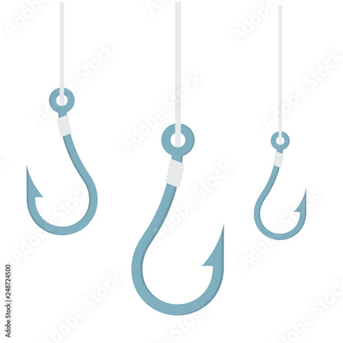 fishing hook flat isolated on white background