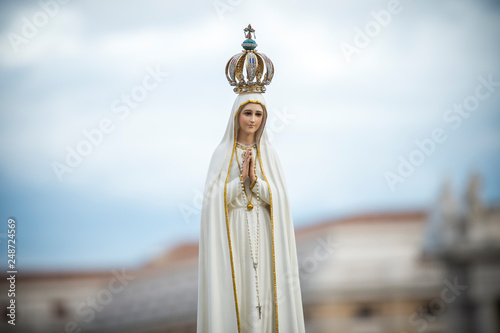 Vatican City, October 08, 2016: Statue of Our Lady of Fátima during a Marian Prayer Vigil in St. Peter's Square at the Vatican. photo