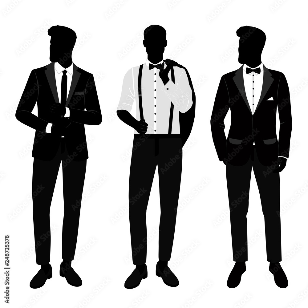 Wedding men s suit and tuxedo. Gentleman. Collection. 