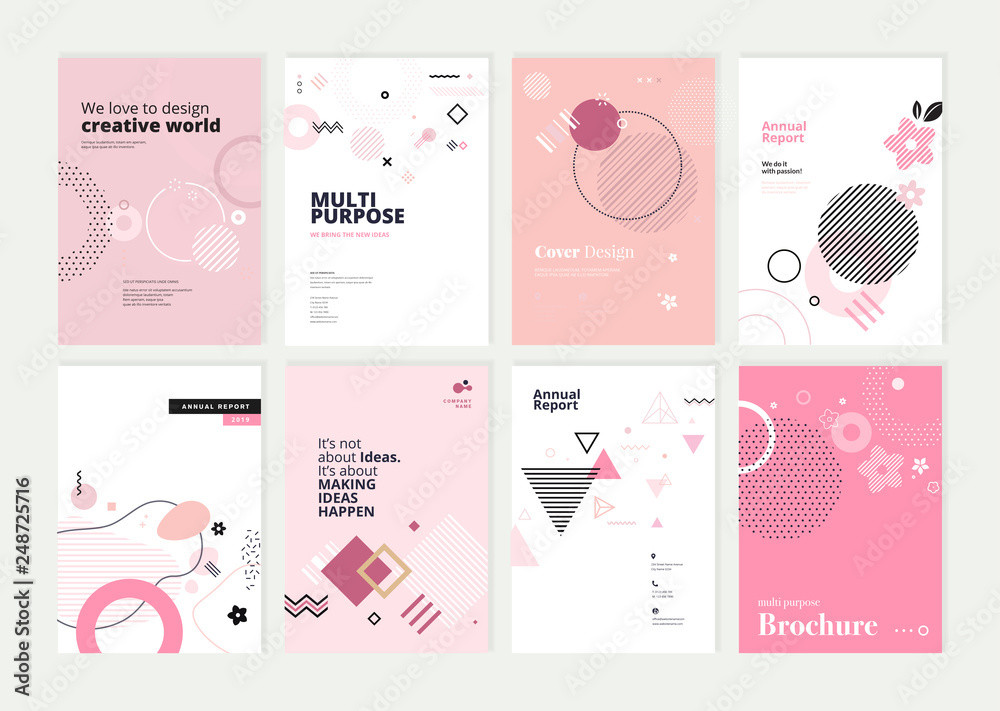 Plakat Set of brochure, annual report and cover design templates for beauty, spa, wellness, natural products, cosmetics, fashion, healthcare. Vector illustrations for business presentation, and marketing.