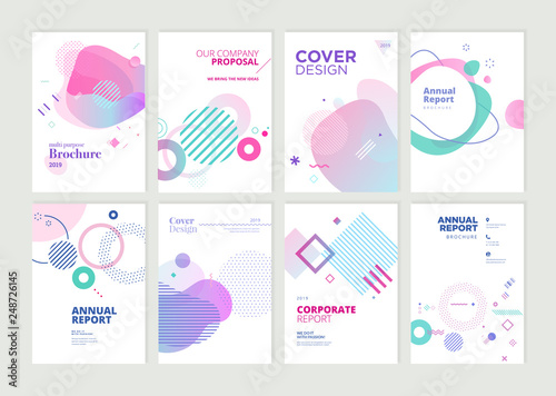 Set of brochure, annual report and cover design templates for beauty, spa, wellness, natural products, cosmetics, fashion, healthcare. Vector illustrations for business presentation, and marketing.