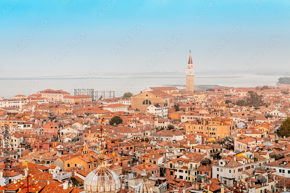 Aerial view of the Venice city, Italy from the view point