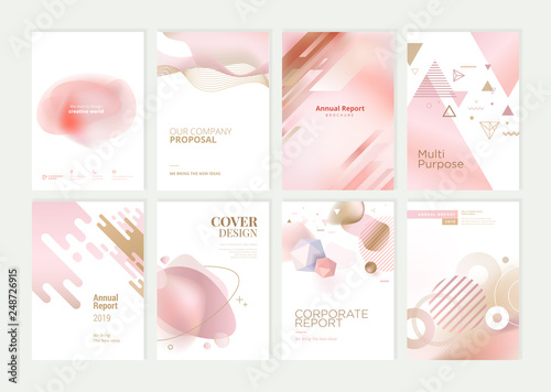 Set of brochure, annual report and cover design templates for beauty, spa, wellness, natural products, cosmetics, fashion, healthcare. Vector illustrations for business presentation, and marketing.