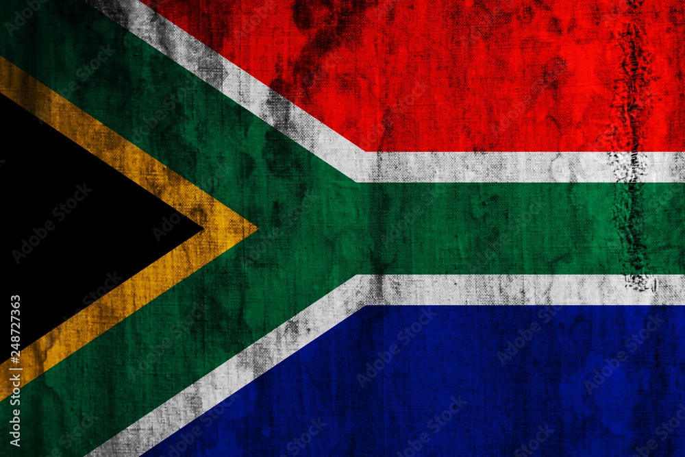 Flag of South Africa on old fabric