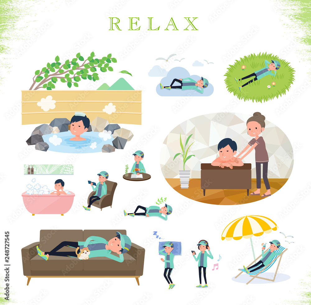 Fototapeta premium flat type man Blue green Sportswear_relax