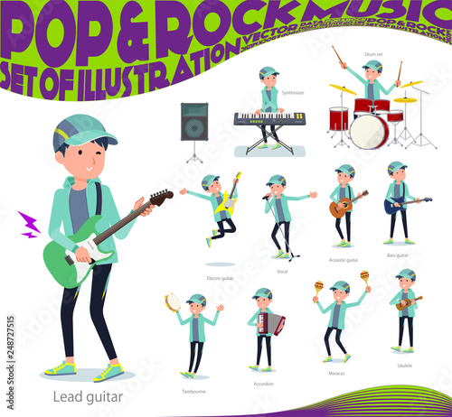flat type man Blue green Sportswear_pop music