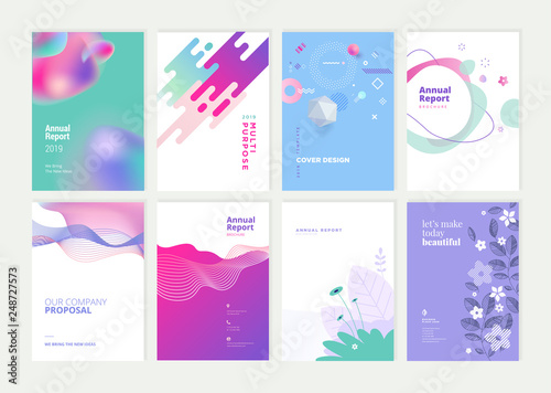 Set of brochure, annual report and cover design templates for beauty, spa, wellness, natural products, cosmetics, fashion, healthcare. Vector illustrations for business presentation, and marketing.