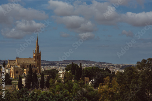 View to Lady of Sorrows Chapel and cemetery, Malta.