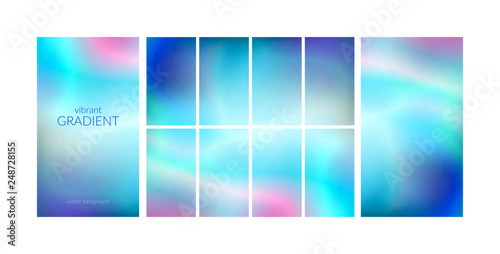 Vibrant and smooth gradient soft colors for devices and modern smartphone screen backgrounds set. 90s, 80s retro style. Rainbow graphic template for wallpaper, mobile screen,brochure, banner.