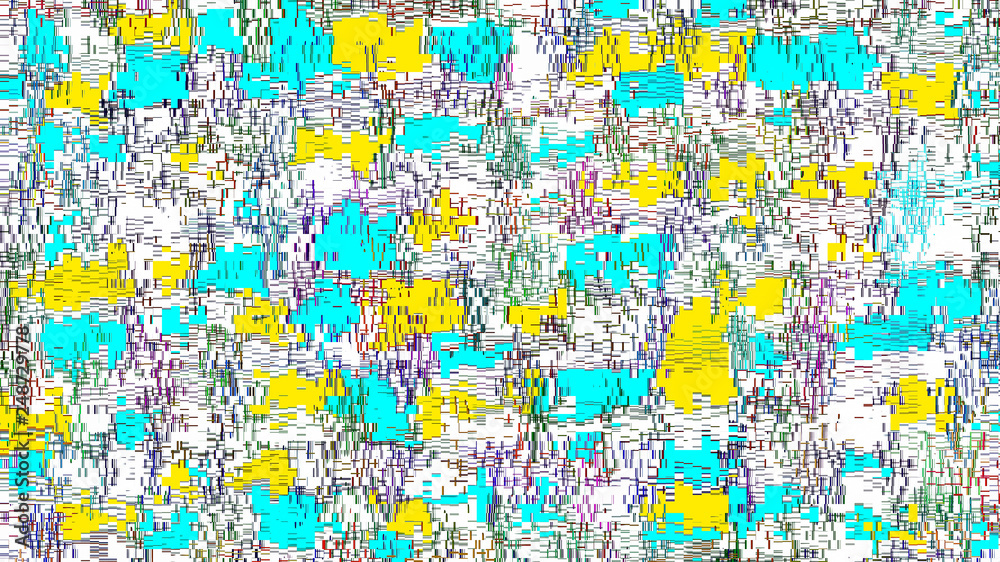 Abstract chaos and patch pattern as background.
