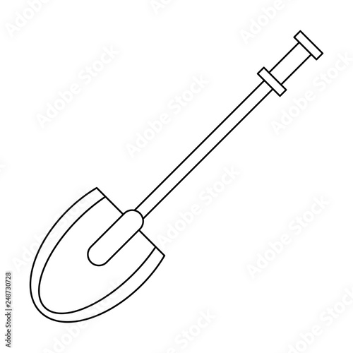 Shovel construction tool isolated black and white