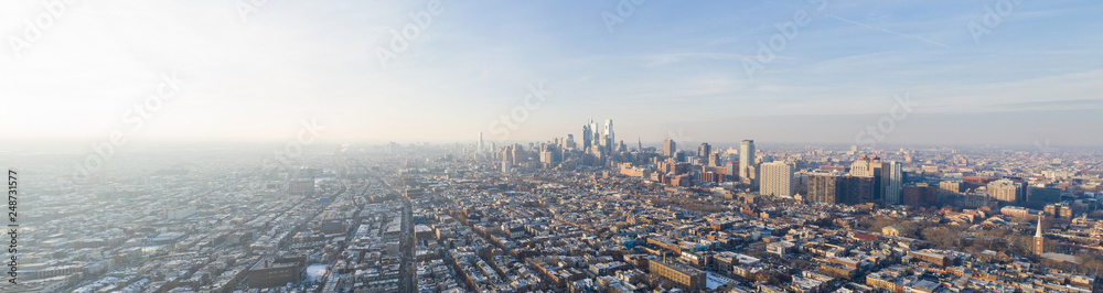 Aerial panoramic photo Downtown Philadelphia PA