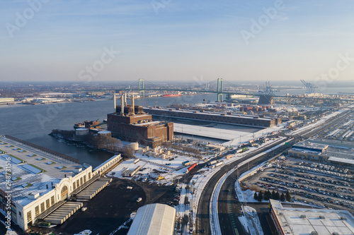 Industrial power plant Philadelphia Delaware River aerial image
