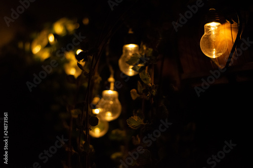 golden christmas tree with bokeh lights