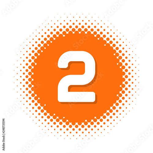 Number two on halftone round shape