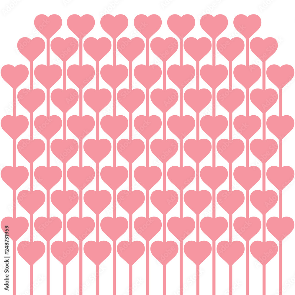 Hearts pattern, symbol background. Valentine's day and Mother's day card print banner, pink, red colors. Love wallpaper Illustration. Wedding card